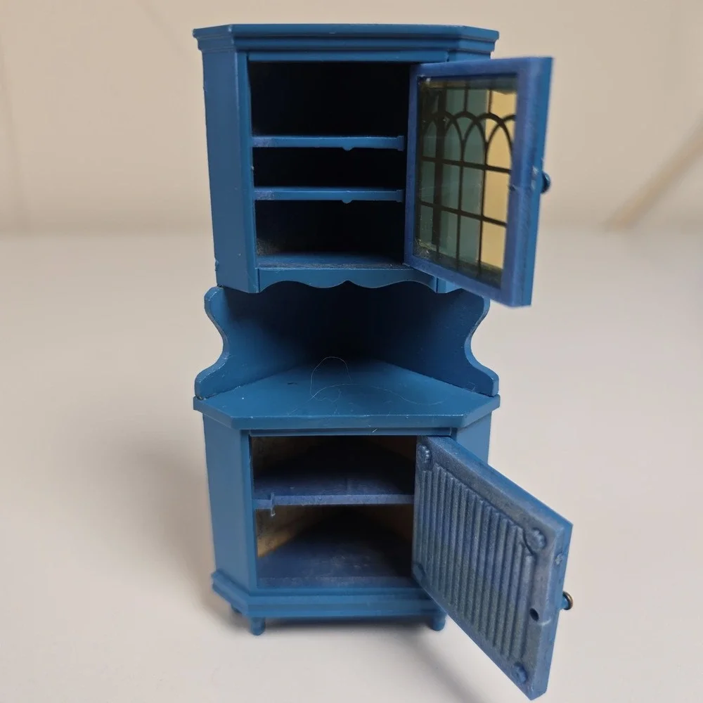 Lundby Blue Leksand Corner Cabinet with Opening Top Dala Folk Art Vintage 70s